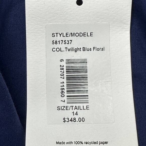 Amur Medina  Floral Twist Front Ruffle Mini Dress Twilight Blue Women 14 NWT - Picture 14 of 15